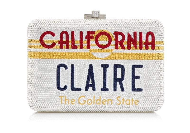 Handle bags with suede accents for texture -License Plate Monogram