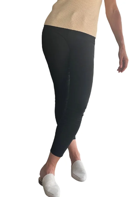 Versatile tight trousers for women with fold-over waist for adjustable comfort -Slim Pant In Black