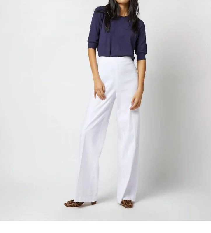 Tight trousers for women with vertical stripes and slimming effect for a sleek look -Hutton Pant In White