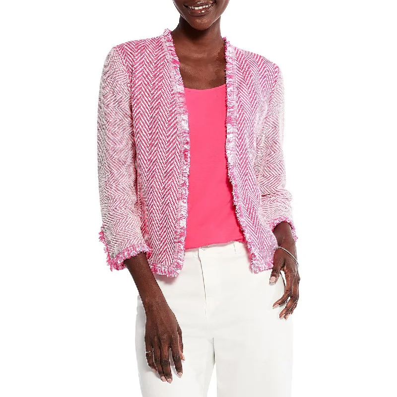 Blazers with decorative seams add flair -Nic + Zoe Womens Zig Zag Fringe Cotton Open-Front Blazer