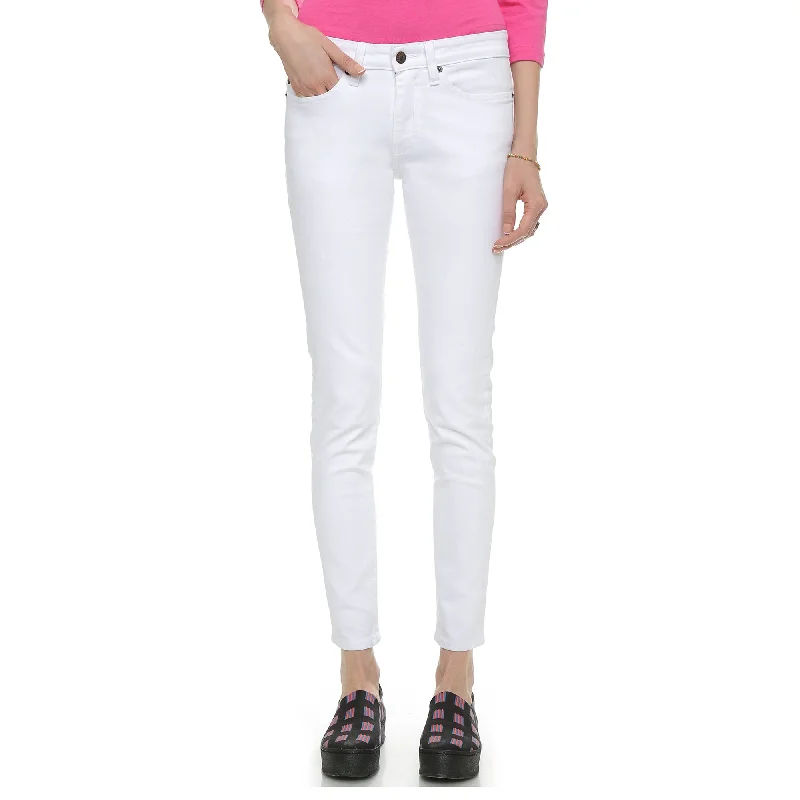 High-waisted tight trousers for women with belt loops for added style -6397 Women's Loose Skinny Jeans, White