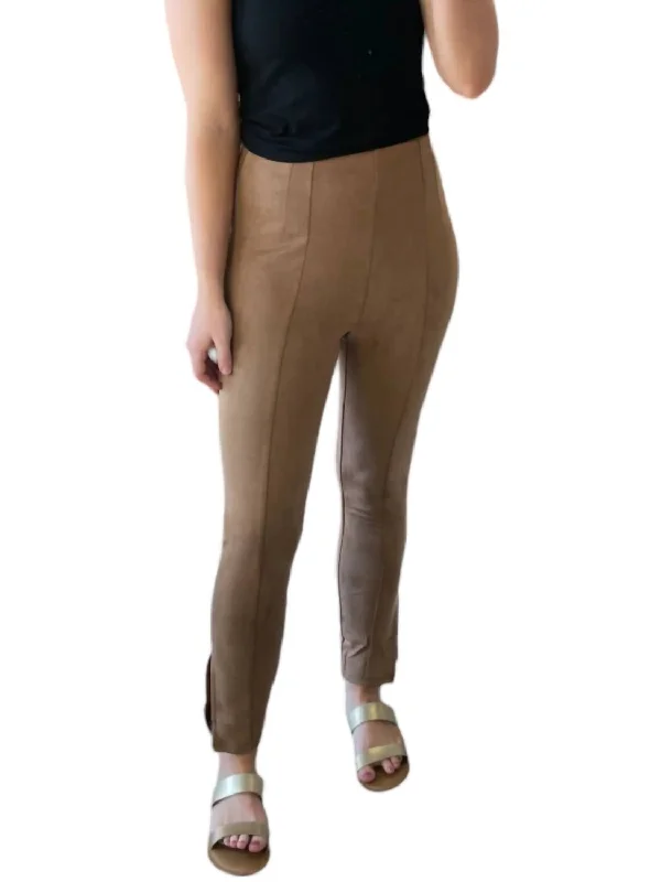 Tight trousers for men with tapered legs and sharp, tailored finish -Suede Pants In Camel