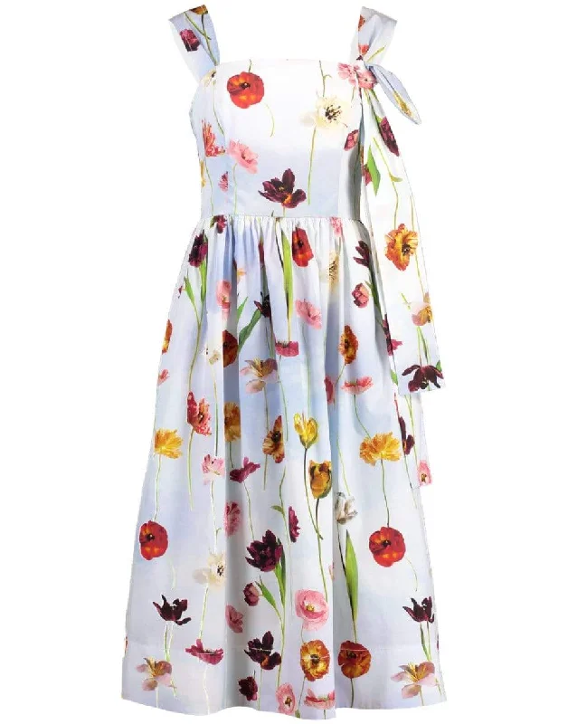 A-line Dresses for Flattering -A-Line Floral Bow Dress