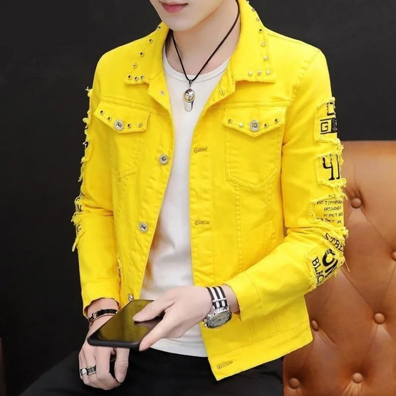 Handsome Men's Fashion Korean-style Spring Autumn Versatile Jeans Jacket