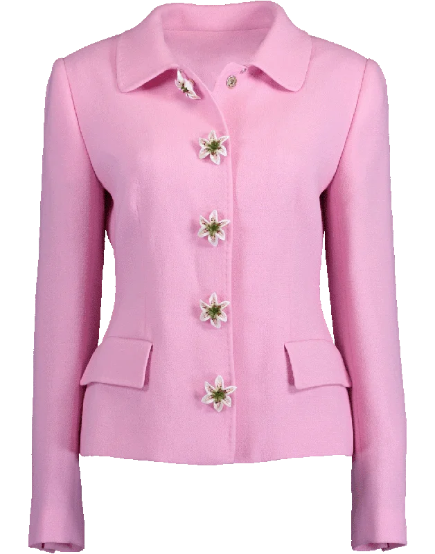 Structured Jacket with Lily Flower Buttons