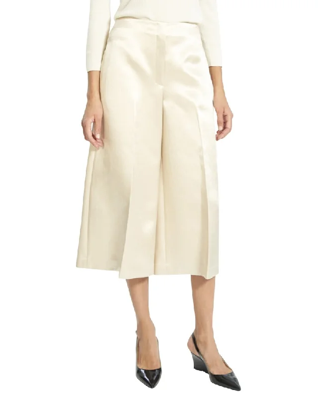 High-waisted tight trousers for women with tapered leg and vintage-inspired design -Theory Wide Leg Culotte