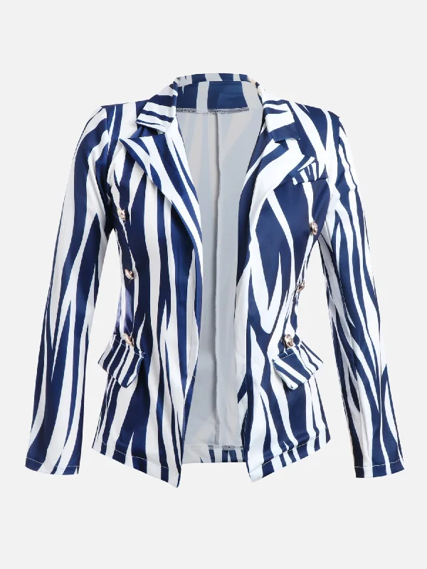 Designer blazers with unique cuts impress always -Cal Blue Zebra Printed Blazer