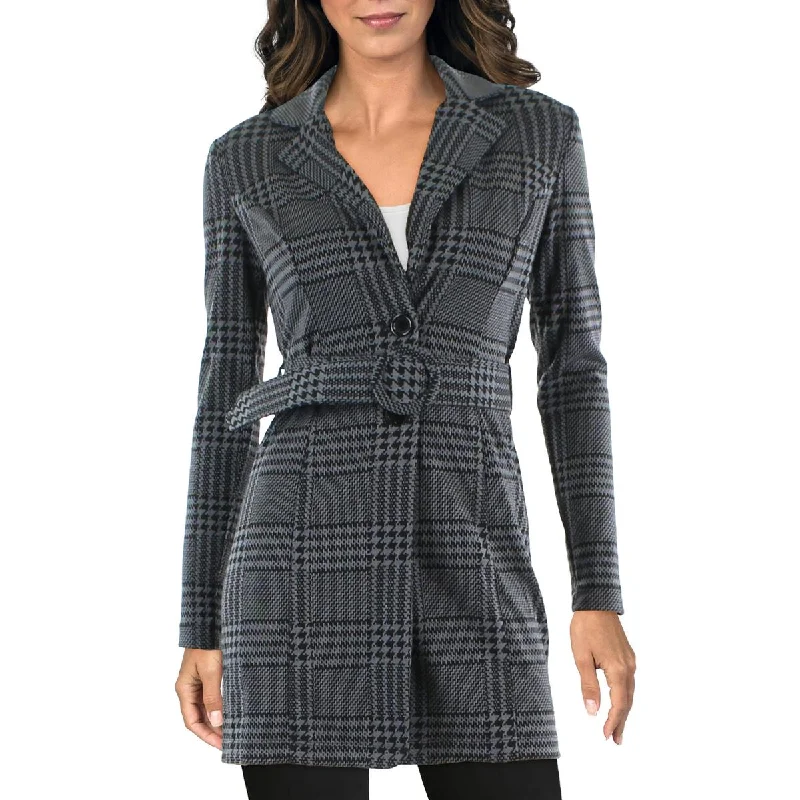 Lightweight blazers for warm weather stay cool -City Studios Womens Juniors Houndstooth Suit Separate Two-Button Blazer