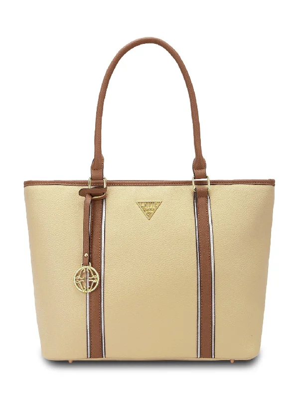 Handle bags with elegant gold-tone hardware -Lavie Signature Las Vegas Large Sand Womens Tote Bag