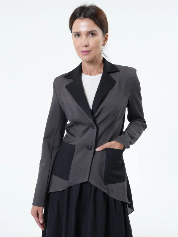 Blazers for everyday style remain staples -Asymmetric Blazer With Chiffon At The Back