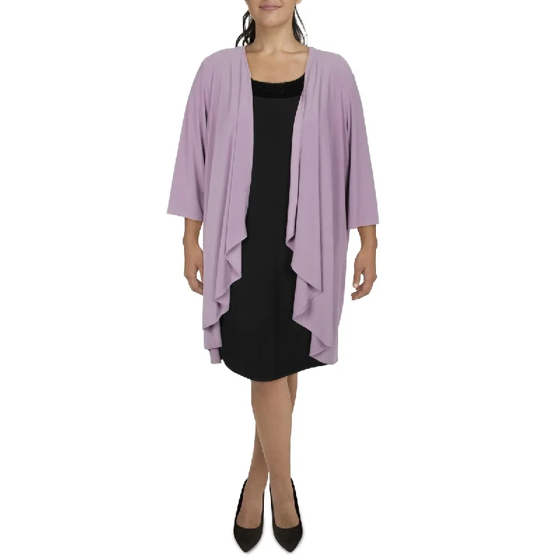 Blazers featuring embroidery details stand apart -R&M Richards Womens Plus Knit Open Front Duster Blazer