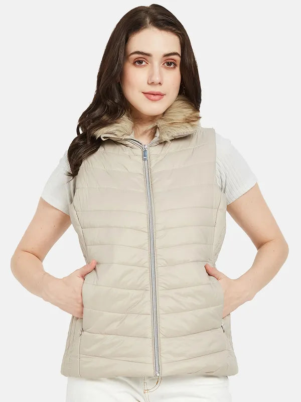 Mettle Women Beige Padded Jacket