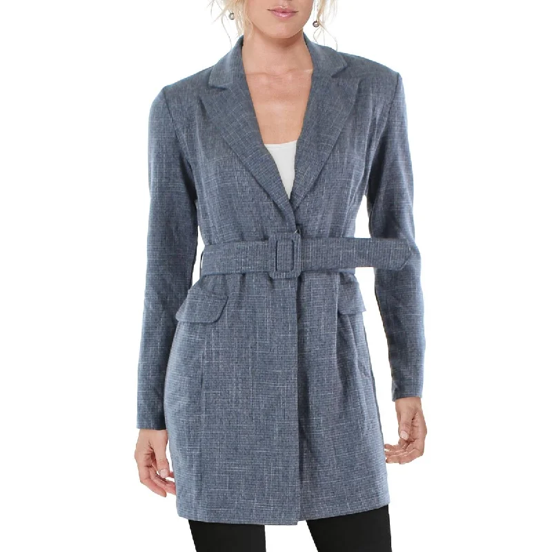 Blazers featuring wool blends feel rich -City Studio Womens Juniors Woven Plaid Two-Button Blazer