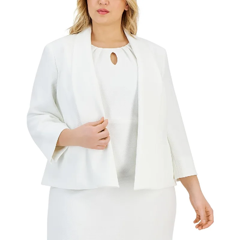 Blazers in slim silhouettes look chic -Kasper Womens Plus    Suit Separate Office Wear Open-Front Blazer