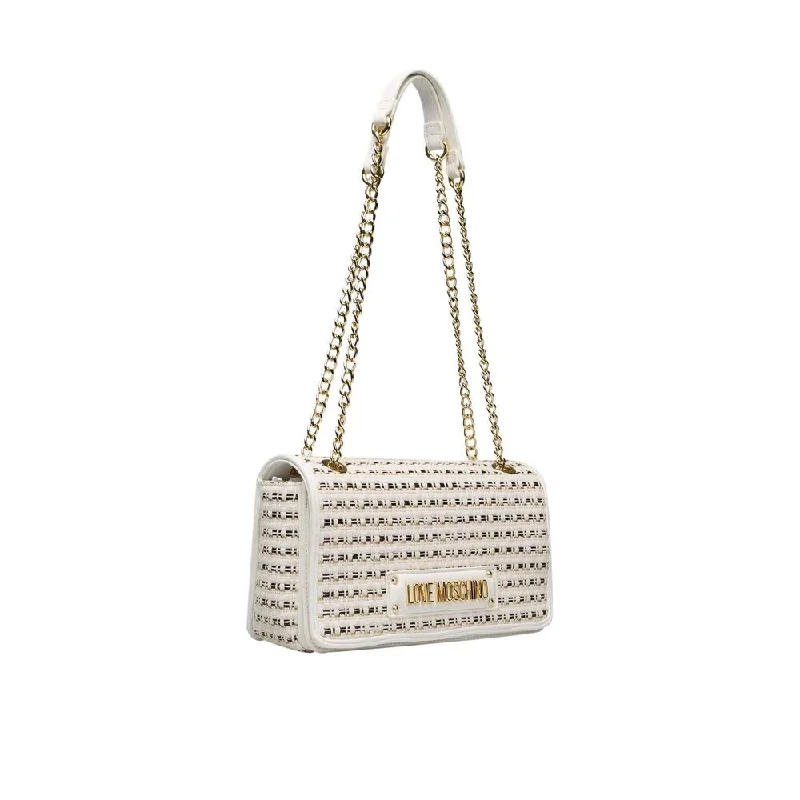 Handle bags with soft velvet for luxury -Love Moschino White Polyethylene Women Crossbody Women's Bag