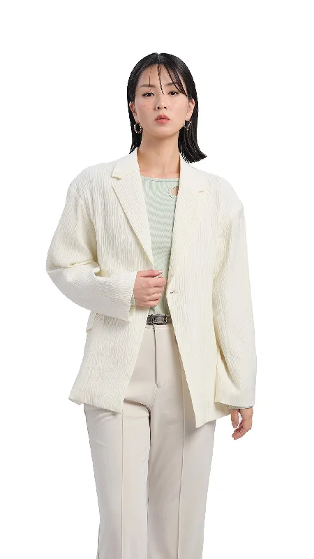 Blazers in cream shades look soft -Single Breasted Slim Cut Blazer