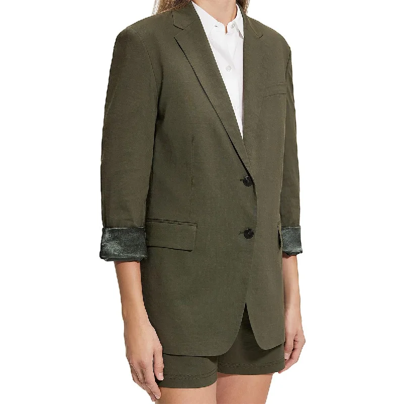 Blazers in charcoal shades look sleek -Theory Womens Cuff Sleeve Boyfriend Fit Two-Button Blazer