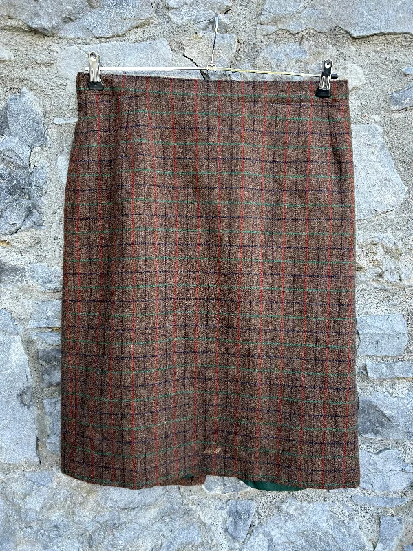 Ethnic Dresses with Tribal Design -90s brown check woolly skirt uk 14-16